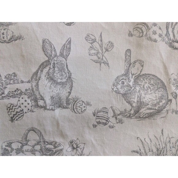 NWT Bunny Tales Cotton Table Runner Easter Bunny Cotton 15" x 90" White Gray - Picture 4 of 7